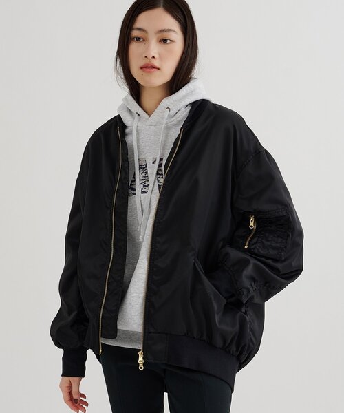 Whim Gazette（ウィムガゼット）の「ミドルMA-1（MA-1・レディース・ブラック/ベージュ・FREE）」の3枚目の写真