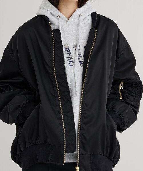 Whim Gazette（ウィムガゼット）の「ミドルMA-1（MA-1・レディース・ブラック/ベージュ・FREE）」の11枚目の写真