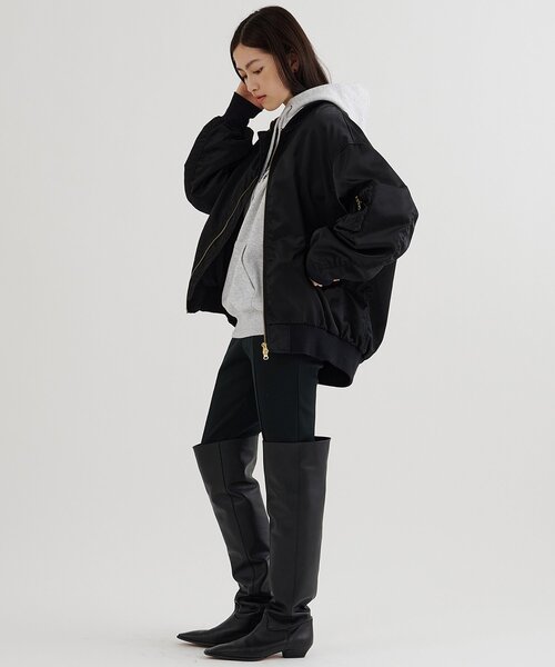 Whim Gazette（ウィムガゼット）の「ミドルMA-1（MA-1・レディース・ブラック/ベージュ・FREE）」の5枚目の写真