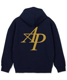 ニューエイピーロゴオーバーサイズワイドショルダーフードパーカー_ネイビー