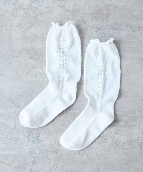 bulle de savon(ビュルデサボン)の「コットン/リネン 透かし編みsocks(ソックス/靴下・レディース・ホワイト/ブルー・FREE)」の7枚目の写真