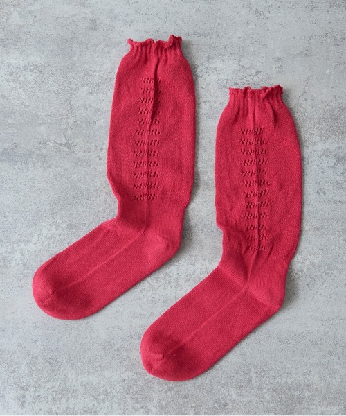 bulle de savon(ビュルデサボン)の「コットン/リネン 透かし編みsocks(ソックス/靴下・レディース・ホワイト/ブルー・FREE)」の15枚目の写真