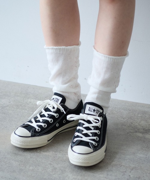 bulle de savon(ビュルデサボン)の「コットン/リネン 透かし編みsocks(ソックス/靴下・レディース・ホワイト/ブルー・FREE)」の3枚目の写真