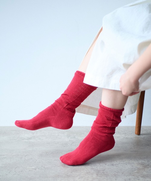 bulle de savon(ビュルデサボン)の「コットン/リネン 透かし編みsocks(ソックス/靴下・レディース・ホワイト/ブルー・FREE)」の6枚目の写真