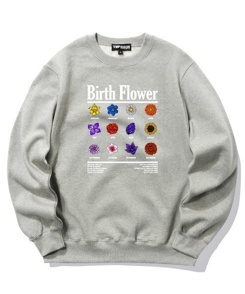 TRIPSHION(トリップション)の「バースフラワーグラフィック クルーネック - グレー(スウェット・メンズ・その他・LARGE/MEDIUM/X-LARGE)」の1枚目の写真