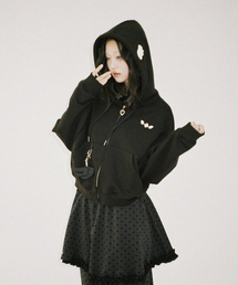 CLUTSTUDIO（クルロトスタジオ）の「天使の翼ジップアップフードパーカー - ブラック（パーカー）」