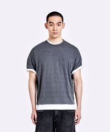 レイヤードTシャツ - グレー