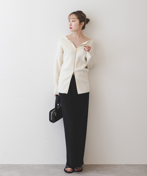 Noble（ノーブル）の「《追加》【洗える】コンフォートジャージーライクタイトスカート8（スカート・レディース・モカ/ホワイト/ブラック・40/38/36/34）」の8枚目の写真