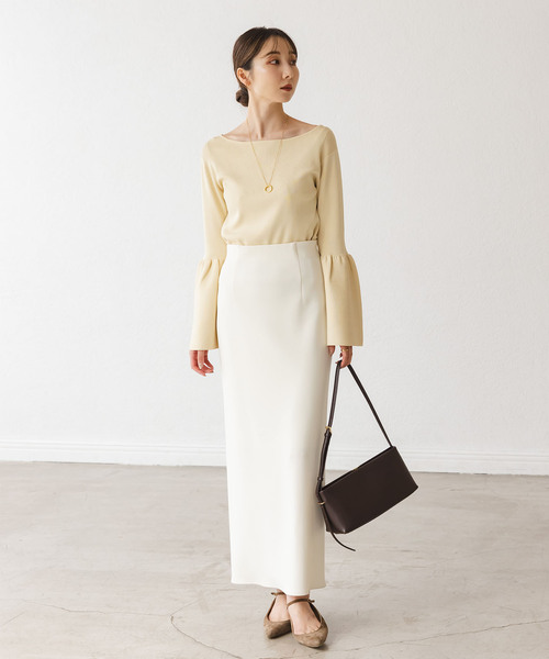 Noble（ノーブル）の「《追加》【洗える】コンフォートジャージーライクタイトスカート8（スカート・レディース・モカ/ホワイト/ブラック・40/38/36/34）」の12枚目の写真