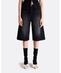 SIO（シオ）の「ウォッシュドハーフデニムパンツ[ブラック]（デニムパンツ）」