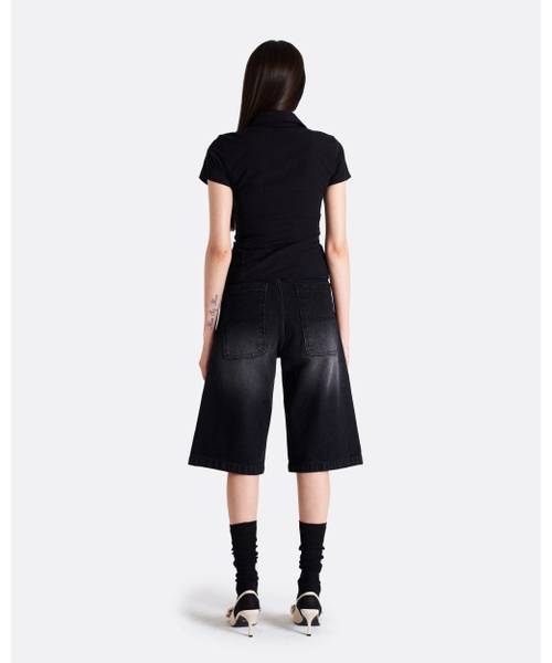 SIO（シオ）の「ウォッシュドハーフデニムパンツ[ブラック]（デニムパンツ・レディース・ブラック・SMALL/MEDIUM）」の5枚目の写真