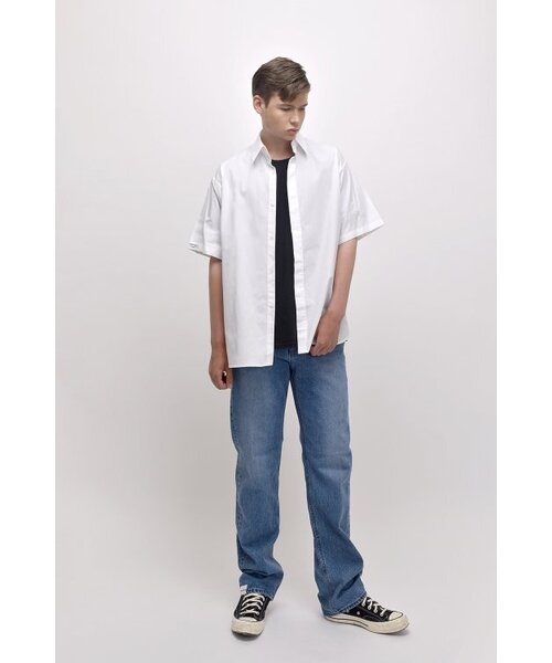 APOSTROPHE COMMA（アポストロフィコンマ）の「[ユニセックス] リバーシブルポイントラベルデニムワイドパンツ（ミディアムブルー）（デニムパンツ・メンズ・その他・MEDIUM/SMALL/LARGE）」の4枚目の写真