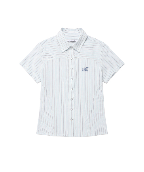 Cavish(カビシ)の「W STRIPED HALF SLEEVE SHIRT MINT(CV2FMFW362A)(シャツ/ブラウス・レディース・ミント・FREE)」の1枚目の写真