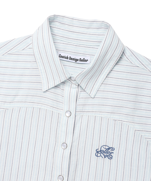 Cavish(カビシ)の「W STRIPED HALF SLEEVE SHIRT MINT(CV2FMFW362A)(シャツ/ブラウス・レディース・ミント・FREE)」の3枚目の写真