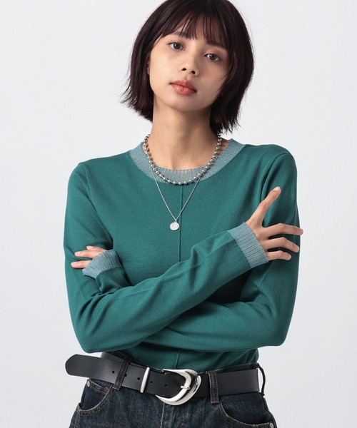 PAGEBOY（ページボーイ）の「シアーＭＩＸプルオーバー（ニット/セーター・レディース・ブラック/オフホワイト/ネイビー/モスグリーン・FREE）」の3枚目の写真