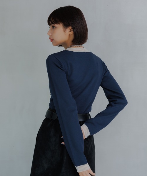 PAGEBOY（ページボーイ）の「シアーＭＩＸプルオーバー（ニット/セーター・レディース・ブラック/オフホワイト/ネイビー/モスグリーン・FREE）」の8枚目の写真