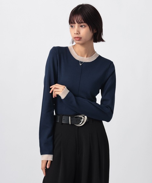 PAGEBOY（ページボーイ）の「シアーＭＩＸプルオーバー（ニット/セーター・レディース・ブラック/オフホワイト/ネイビー/モスグリーン・FREE）」の13枚目の写真