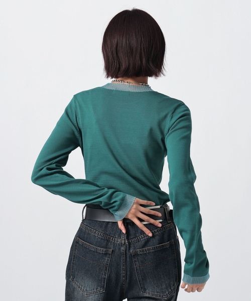 PAGEBOY（ページボーイ）の「シアーＭＩＸプルオーバー（ニット/セーター・レディース・ブラック/オフホワイト/ネイビー/モスグリーン・FREE）」の5枚目の写真