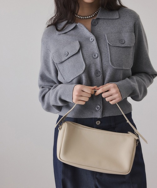 ADAM ET ROPE'（アダムエロペ）の「スプリットレザートップハンドルバッグ（ハンドバッグ・レディース・オフホワイト/ブラック・FREE）」の6枚目の写真