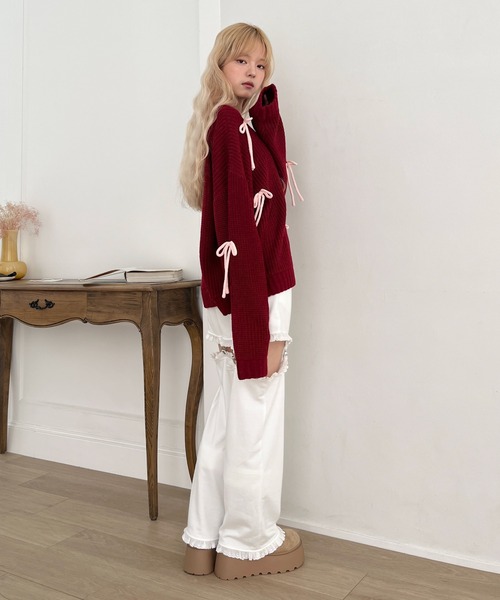 MORE self LOVE(モアセルフラブ)の「Lovely Ribbon Knit(ニット/セーター・レディース・レッド/ネイビー/オフホワイト・FREE)」の22枚目の写真