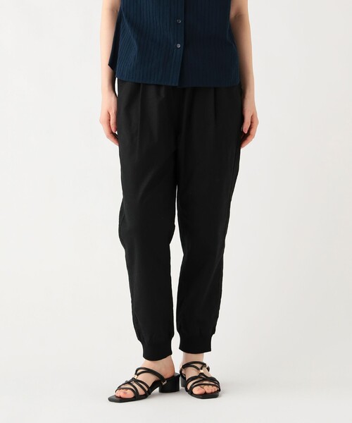 BEAMS HEART(ビームスハート)の「【9/17値下げ】麻混 ジョグ パンツ(S~L・洗濯可)(その他パンツ・レディース・パープル系その他5/ベージュ/オリーブ/ブラック・LARGE/MEDIUM/SMALL)」の2枚目の写真