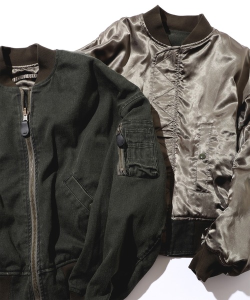 BEAMS（ビームス）の「リバーシブル フェード ボンバー ジャケット（ブルゾン・メンズ・ブラック/オリーブ・S/M/L/XL）」の2枚目の写真