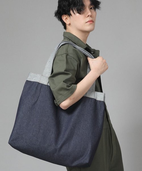 SAINTCREW(セントクルー)の「ボタンオープン ビッグサイズ ショルダーバッグ BOB-117 デニムインディゴ BRS(エコバッグ/サブバッグ・レディース・その他・フリー)」の5枚目の写真