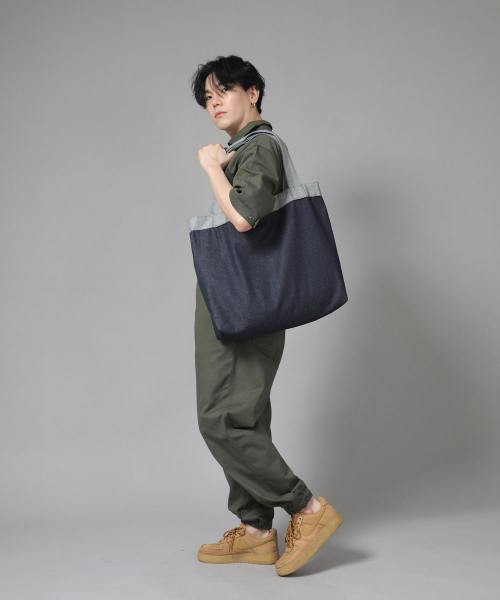 SAINTCREW(セントクルー)の「ボタンオープン ビッグサイズ ショルダーバッグ BOB-117 デニムインディゴ BRS(エコバッグ/サブバッグ・レディース・その他・フリー)」の8枚目の写真