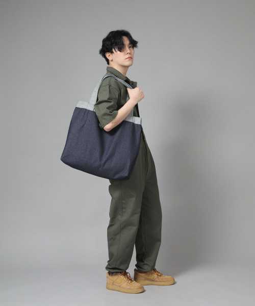 SAINTCREW(セントクルー)の「ボタンオープン ビッグサイズ ショルダーバッグ BOB-117 デニムインディゴ BRS(エコバッグ/サブバッグ・レディース・その他・フリー)」の10枚目の写真