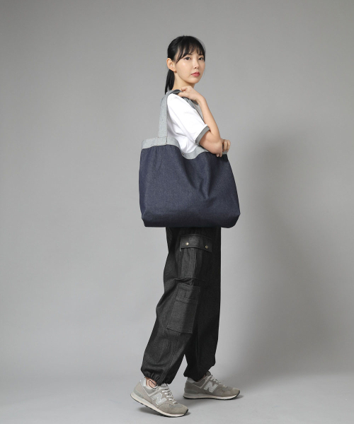 SAINTCREW(セントクルー)の「ボタンオープン ビッグサイズ ショルダーバッグ BOB-117 デニムインディゴ BRS(エコバッグ/サブバッグ・レディース・その他・フリー)」の12枚目の写真