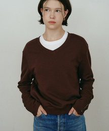 MAKE A TOAST（メイクアトースト）の「Handwarmer Style V-Neck Sweatshirt Brown MBEFTO010BR（スウェット）」