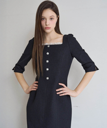 JULIY&CALLA（ジュリー&カラー）の「25SS Color 112 One Fine Day Moire Tweed One Piece Black（ワンピース）」