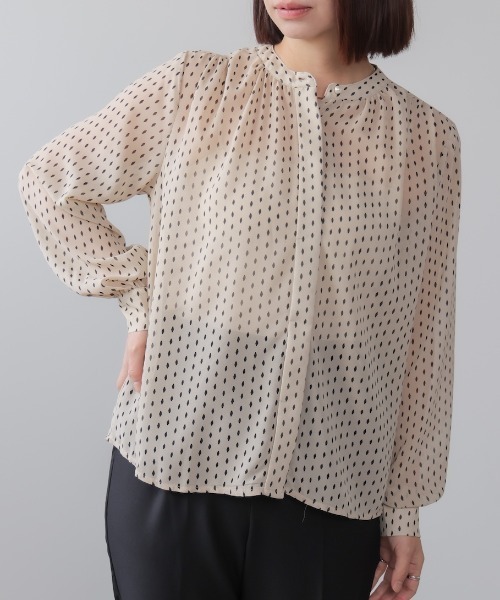 Bou Jeloud（ブージュルード）の「パターンシフォンブラウス（シャツ/ブラウス・レディース・アイボリー/ブラック・38）」の2枚目の写真
