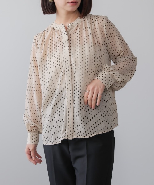 Bou Jeloud（ブージュルード）の「パターンシフォンブラウス（シャツ/ブラウス・レディース・アイボリー/ブラック・38）」の3枚目の写真