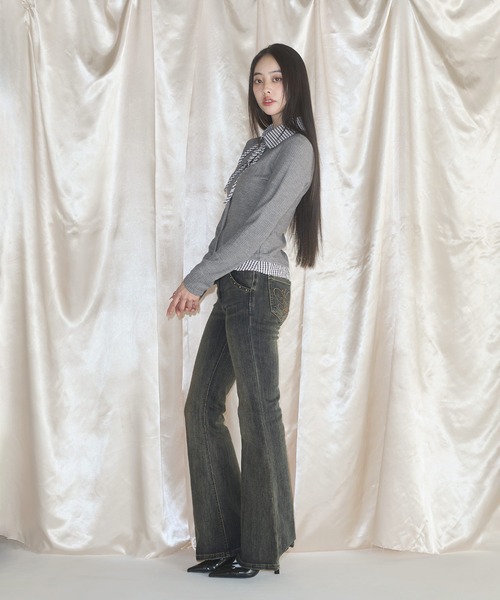 MSGirl(エムエスジーガール)の「フェイクレイヤードチェックシャツ(シャツ/ブラウス・レディース・グレー/ネイビー・F)」の11枚目の写真