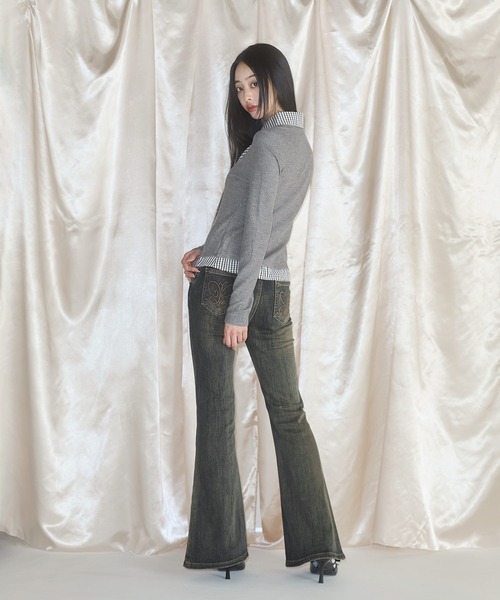 MSGirl(エムエスジーガール)の「フェイクレイヤードチェックシャツ(シャツ/ブラウス・レディース・グレー/ネイビー・F)」の12枚目の写真