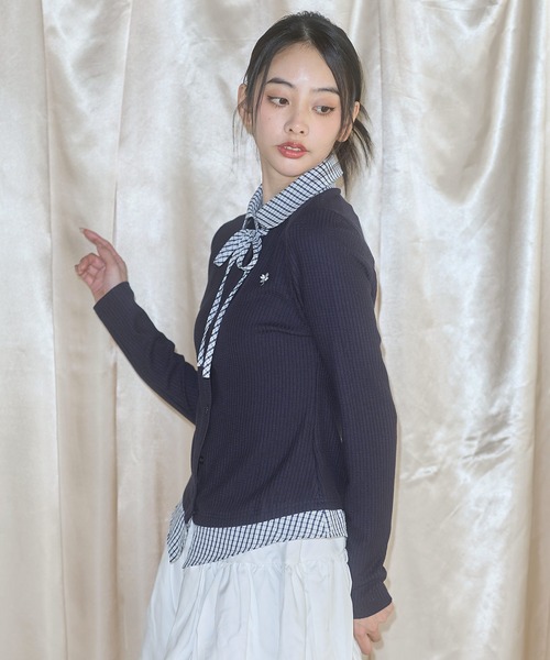 MSGirl(エムエスジーガール)の「フェイクレイヤードチェックシャツ(シャツ/ブラウス・レディース・グレー/ネイビー・F)」の17枚目の写真