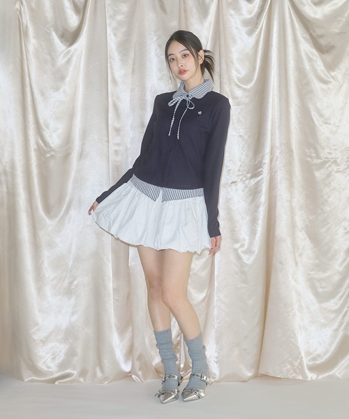 MSGirl(エムエスジーガール)の「フェイクレイヤードチェックシャツ(シャツ/ブラウス・レディース・グレー/ネイビー・F)」の18枚目の写真