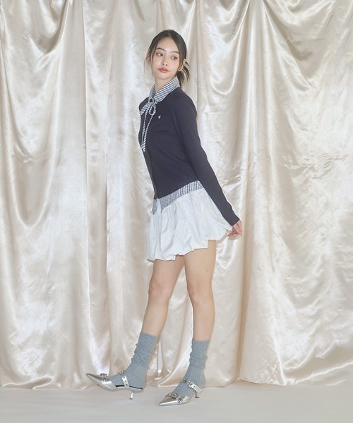 MSGirl(エムエスジーガール)の「フェイクレイヤードチェックシャツ(シャツ/ブラウス・レディース・グレー/ネイビー・F)」の21枚目の写真