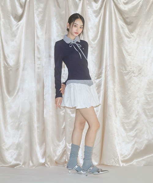 MSGirl(エムエスジーガール)の「フェイクレイヤードチェックシャツ(シャツ/ブラウス・レディース・グレー/ネイビー・F)」の22枚目の写真
