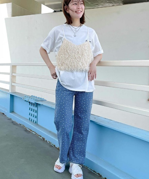 GORGE（ゴージ）の「《小花柄デニム×ゆるストレート》レディース デニムパンツ 体型カバー  春夏秋冬（その他パンツ・レディース・ブルー/ブラック/ライトブルー・M/S）」の4枚目の写真