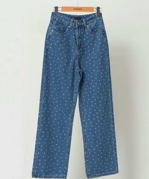 GORGE（ゴージ）の「《小花柄デニム×ゆるストレート》レディース デニムパンツ 体型カバー  春夏秋冬（その他パンツ・レディース・ブルー/ブラック/ライトブルー・M/S）」の5枚目の写真