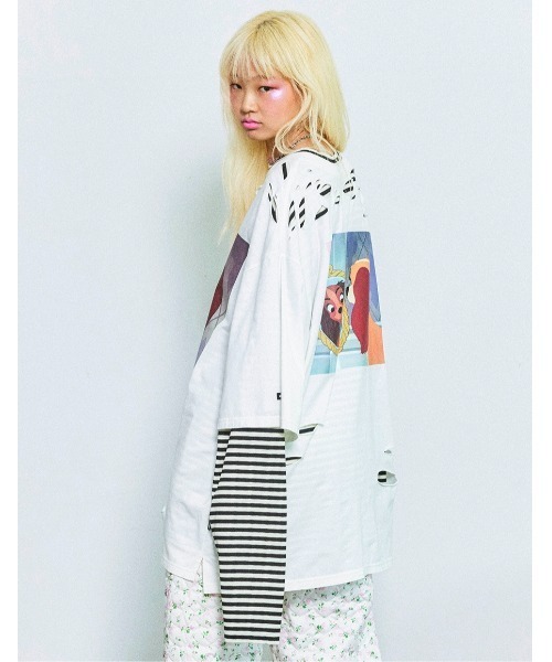 Little sunny bite（リトルサニーバイト）の「【8】【it】【little sunny bite Disney collection】 lady fake layered long tee（Tシャツ/カットソー・レディース・ピンク/ホワイト/ブラック・SMALL/MEDIUM）」の5枚目の写真