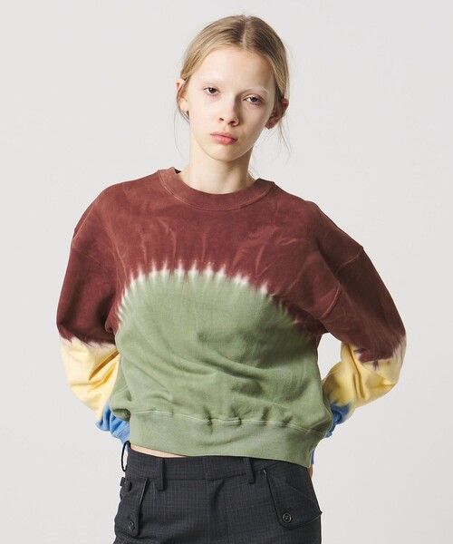 ATTISESSION(アティセッション)の「<ATTISESSION>タイダイ スウェット トップス(スウェット・レディース・ダークブラウン/オリーブ・FREE)」の1枚目の写真