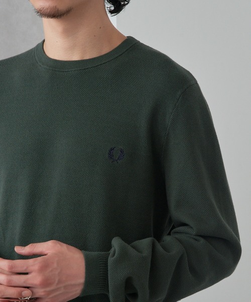 FRED PERRY(フレッドペリー)の「【FRED PERRY】PIQUE STITCH JUMPER K1309②(ニット/セーター・メンズ・セージグリーン/グレイッシュブルー/カーキ・S/M/L/XL)」の1枚目の写真