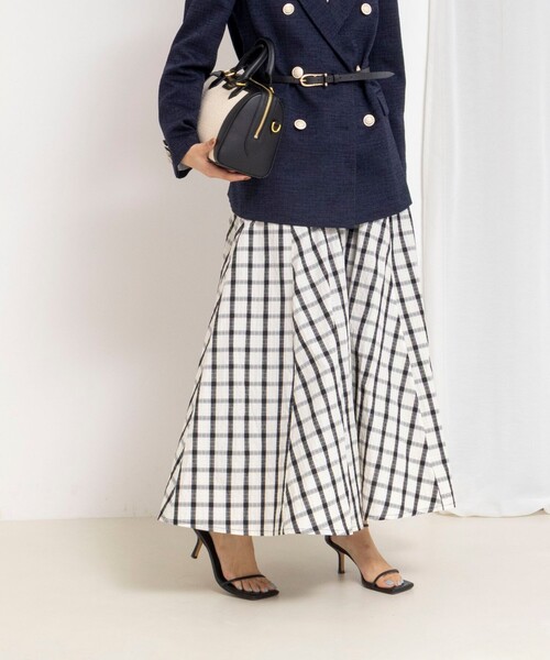 NOLLEY’S(ノーリーズ)の「ウォッシャブルフレアマキシスカート(スカート・レディース・グリーン/ホワイト系その他2・36/38)」の6枚目の写真