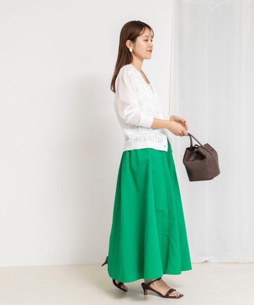 NOLLEY’S(ノーリーズ)の「ウォッシャブルフレアマキシスカート(スカート・レディース・グリーン/ホワイト系その他2・36/38)」の12枚目の写真