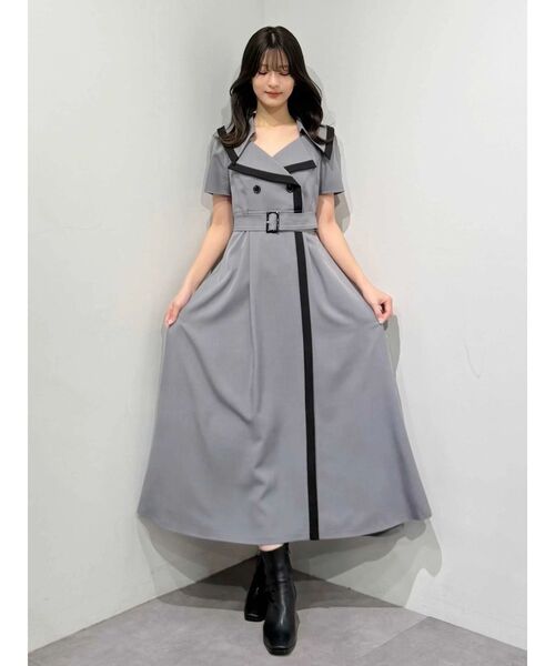 MERCURYDUO（マーキュリーデュオ）の「バイカラーハーフスリーブトレンチフレアワンピース（ワンピース・レディース・ミント/ベージュ/グレー/ブラック・SMALL/MEDIUM）」の8枚目の写真