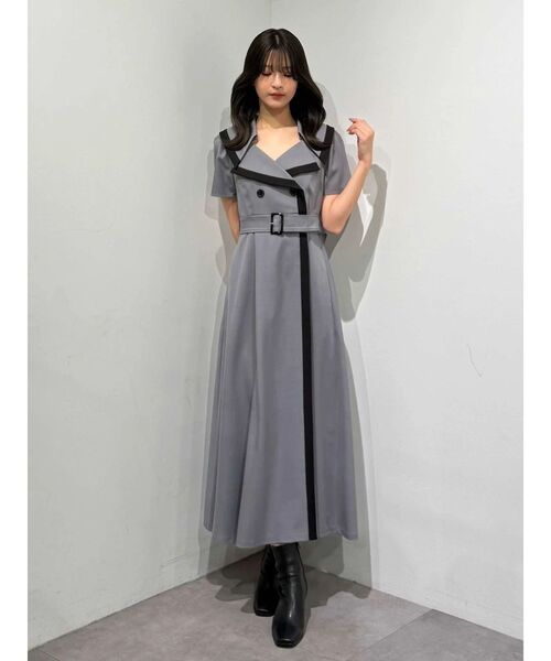 MERCURYDUO（マーキュリーデュオ）の「バイカラーハーフスリーブトレンチフレアワンピース（ワンピース・レディース・ミント/ベージュ/グレー/ブラック・SMALL/MEDIUM）」の9枚目の写真