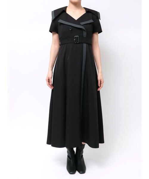 MERCURYDUO（マーキュリーデュオ）の「バイカラーハーフスリーブトレンチフレアワンピース（ワンピース・レディース・ミント/ベージュ/グレー/ブラック・SMALL/MEDIUM）」の11枚目の写真